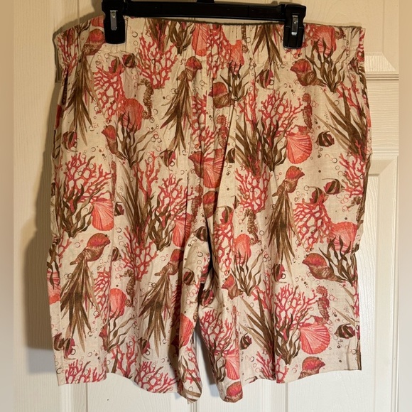 🌊 Vintage-Inspired Isaac Mazrahi Sea Life Print Linen Shorts - Size‎ 18wp 🌊 - Picture 2 of 8